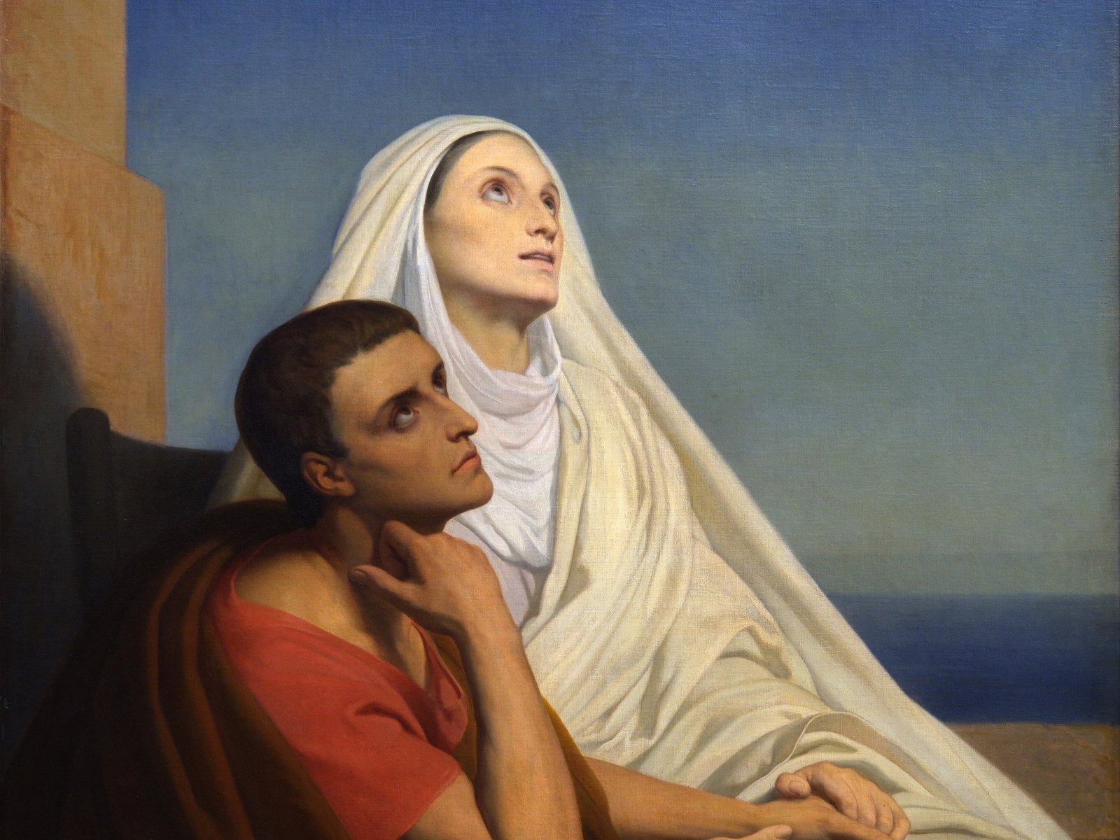 Santa Mónica y su hijo san Agustín, de Ary Scheffer, en la oración por la conversión de una persona