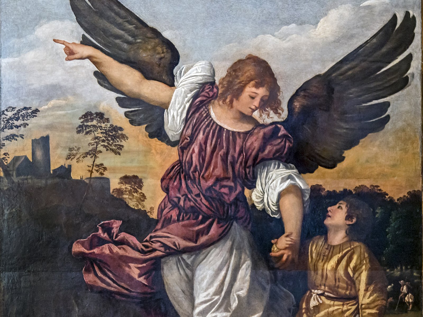 San Rafael Arcángel guiando al joven Tobías, pintado por Tiziano